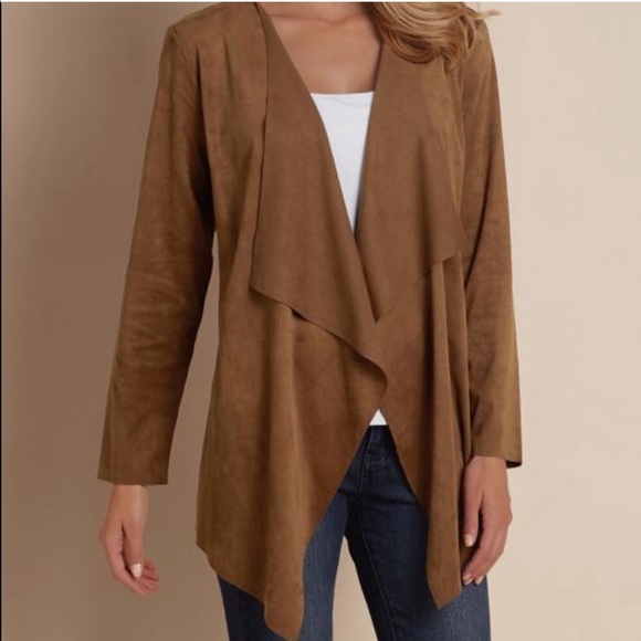 Soft Surroundings Sweaters - Soft surroundings cardigan brown tan suede open